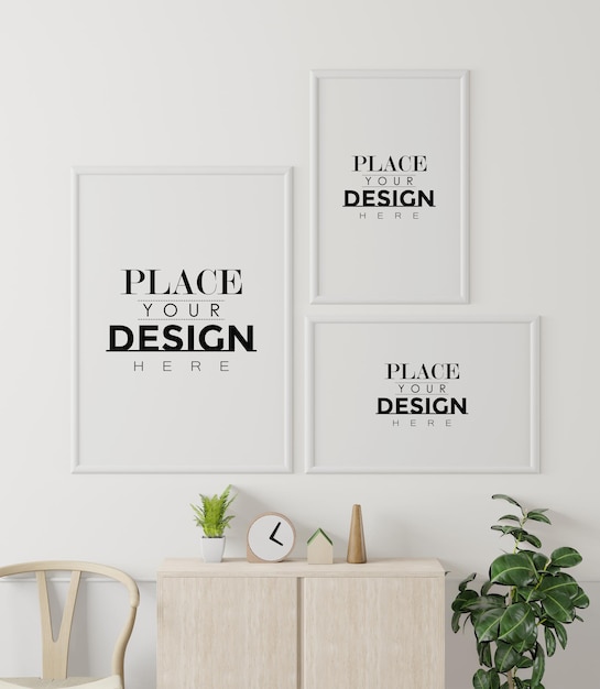 Posterframe in woonkamer Psd Mockup