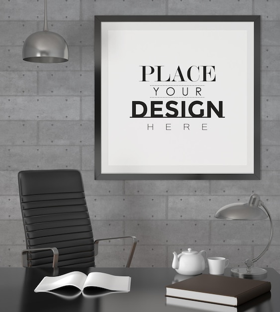 Posterframe in woonkamer psd mockup