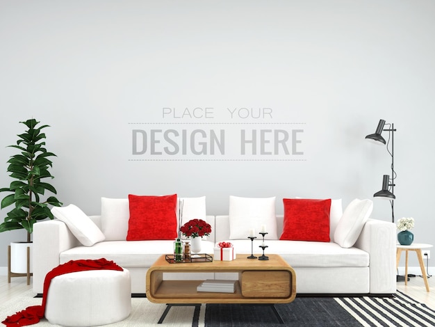 Posterframe in woonkamer Psd Mockup