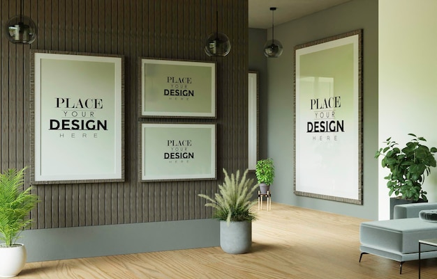 Posterframe in woonkamer psd mockup