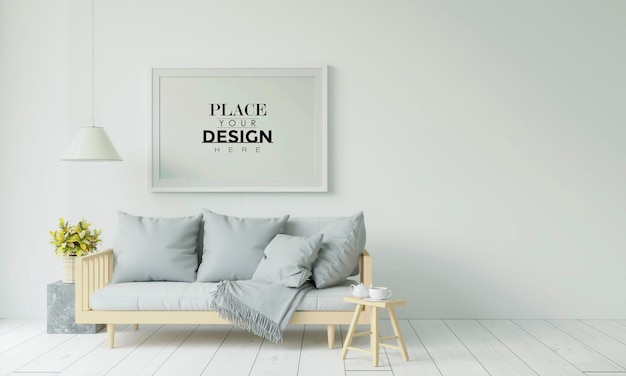 Posterframe in woonkamer psd mockup