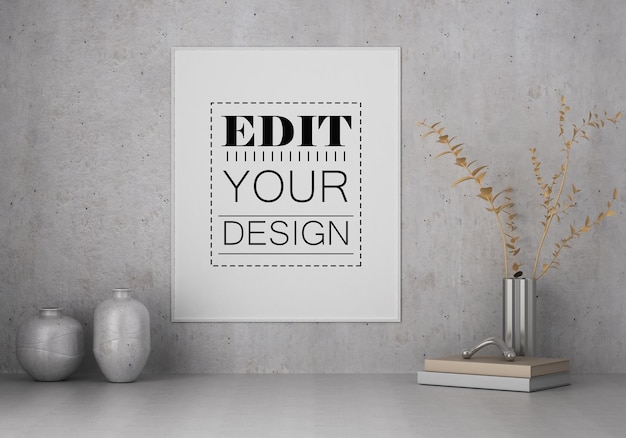 Posterframe in woonkamer Psd Mockup