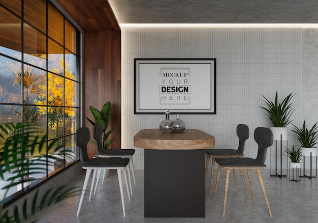 Posterframe in woonkamer psd mockup