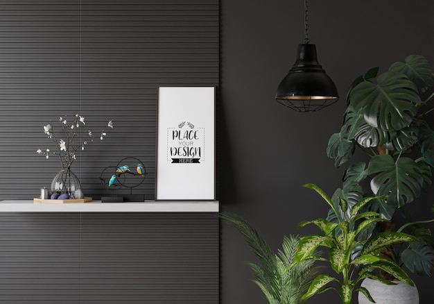 Posterframe in woonkamer Psd Mockup