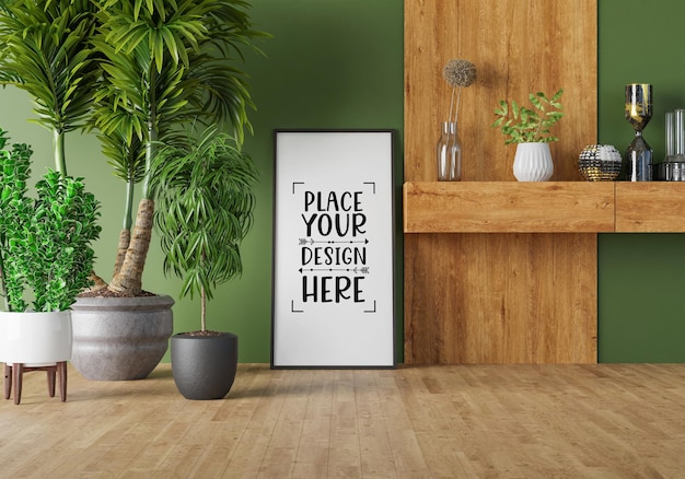 Posterframe in woonkamer Psd Mockup