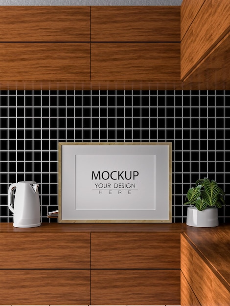 Posterframe in woonkamer Psd Mockup