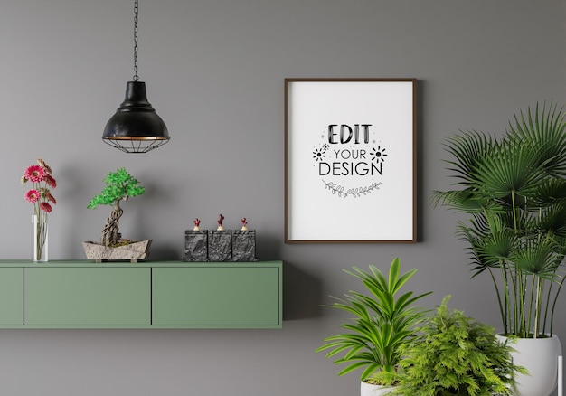 Posterframe in woonkamer psd mockup