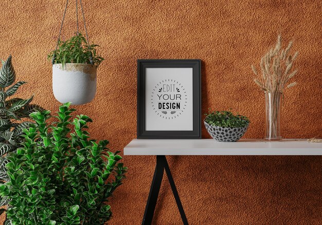 Posterframe in woonkamer psd mockup