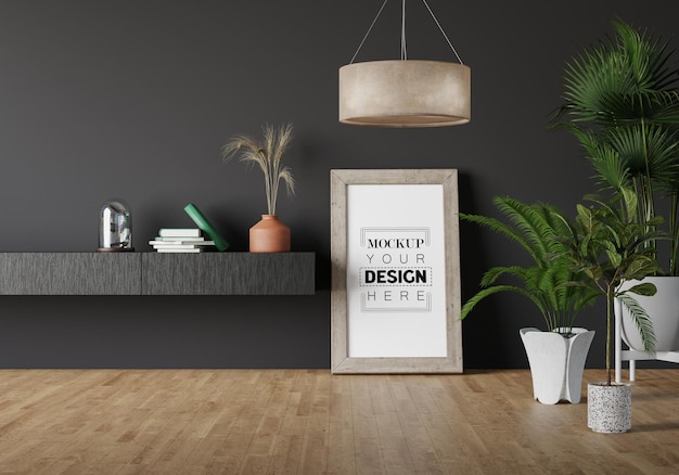 Posterframe in woonkamer Psd Mockup