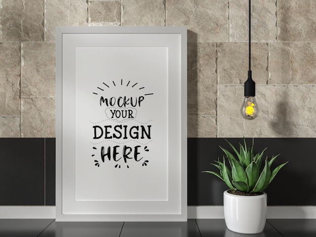 Posterframe in woonkamer psd mockup