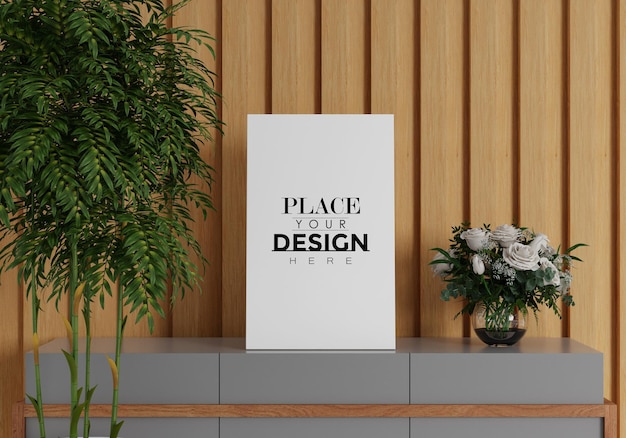 Posterframe in woonkamer Psd Mockup