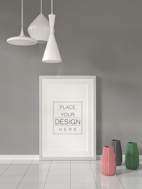 Posterframe in woonkamer psd mockup