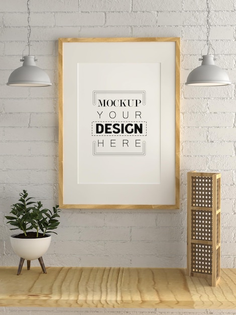 Posterframe in woonkamer psd mockup