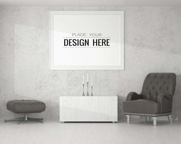 Posterframe mockup in de woonkamer