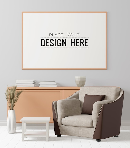 Posterframe mockup in de woonkamer