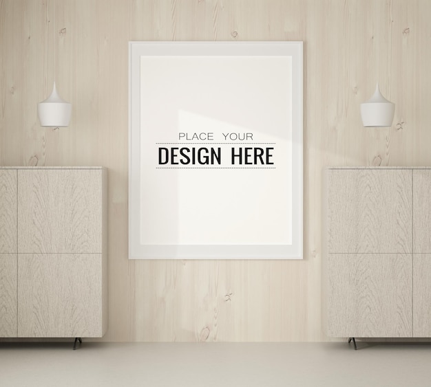 Posterframe mockup in de woonkamer