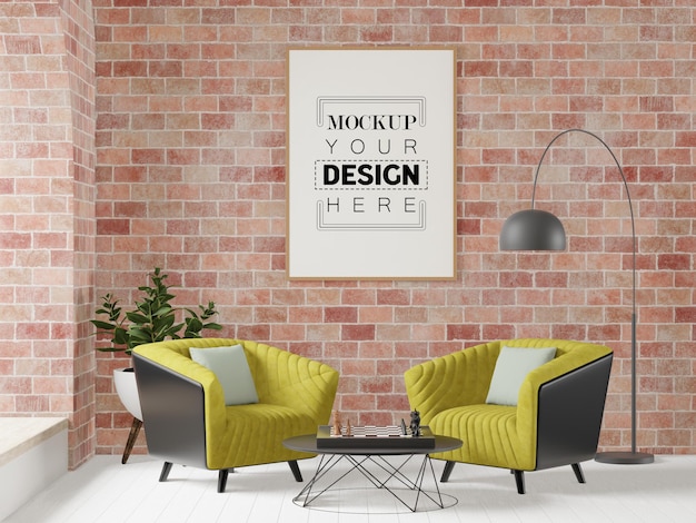 Posterframe mockup in de woonkamer