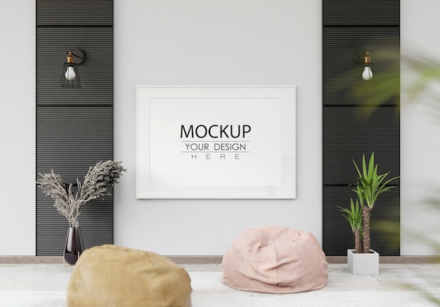 Posterframe mockup in de woonkamer