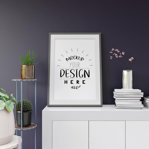 Posterframe mockup in de woonkamer