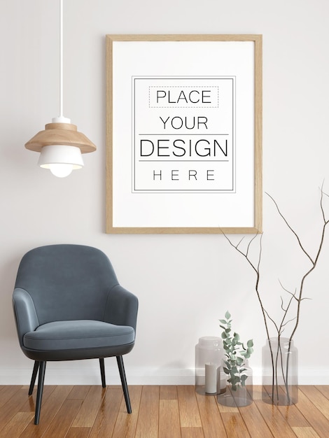 Posterframe mockup in de woonkamer