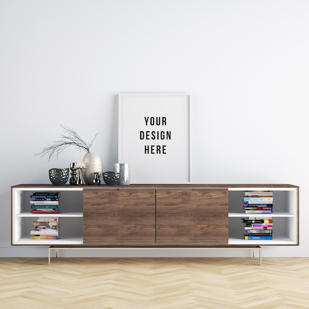 Posterframe mockupinterieur met decoraties