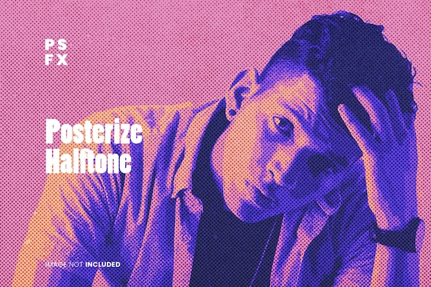 posterize halftone photo effect psd