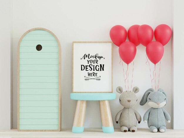 Posterlijst in kinderkamer psd mockup