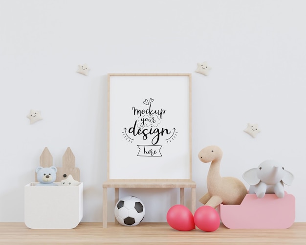 Posterlijst in kinderkamer psd mockup