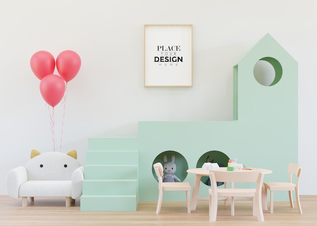 Posterlijst in kinderkamer Psd Mockup