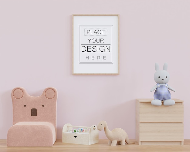 Posterlijst in kinderkamer psd mockup