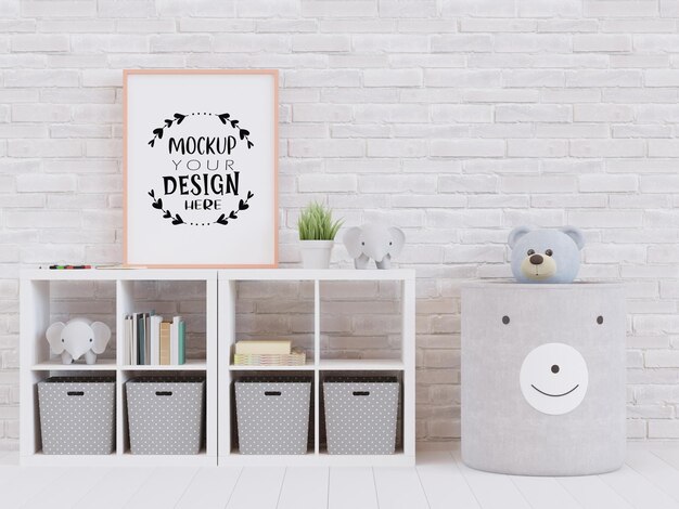 Posterlijst in kinderkamer psd mockup