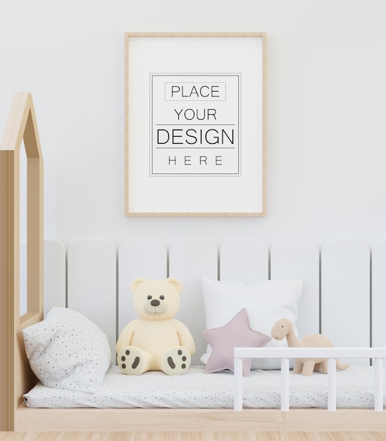 Posterlijst in kinderkamer Psd Mockup