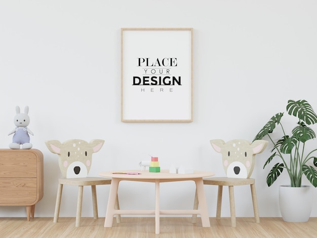 Posterlijst in kinderkamer Psd Mockup