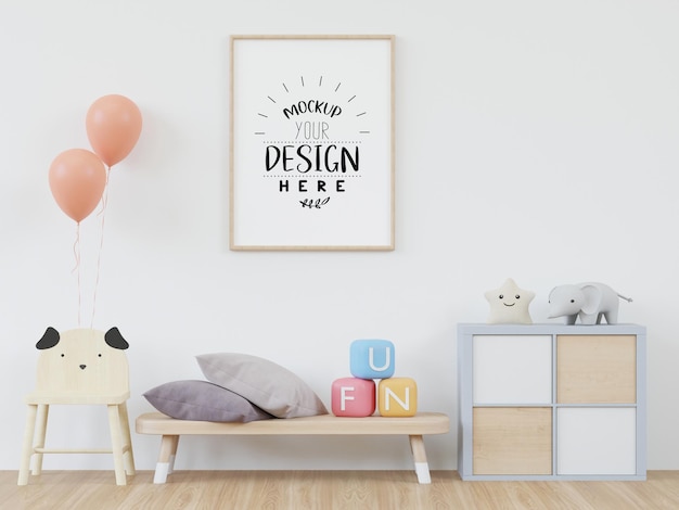 Posterlijst in kinderkamer Psd Mockup