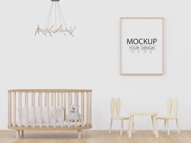 Posterlijst in kinderkamer Psd Mockup