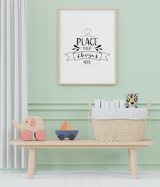 Posterlijst in kinderkamer Psd Mockup