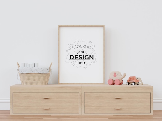 Posterlijst in kinderkamer Psd Mockup