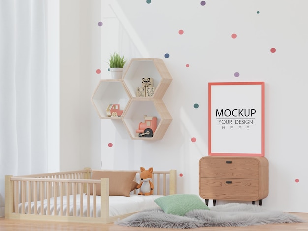 Posterlijst in kinderkamer psd mockup