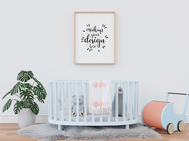 Posterlijst in kinderkamer Psd Mockup