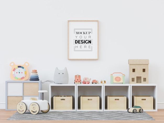 Posterlijst in kinderkamer psd mockup