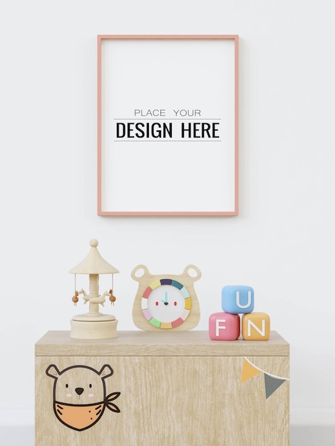 Posterlijst in kinderkamer psd mockup