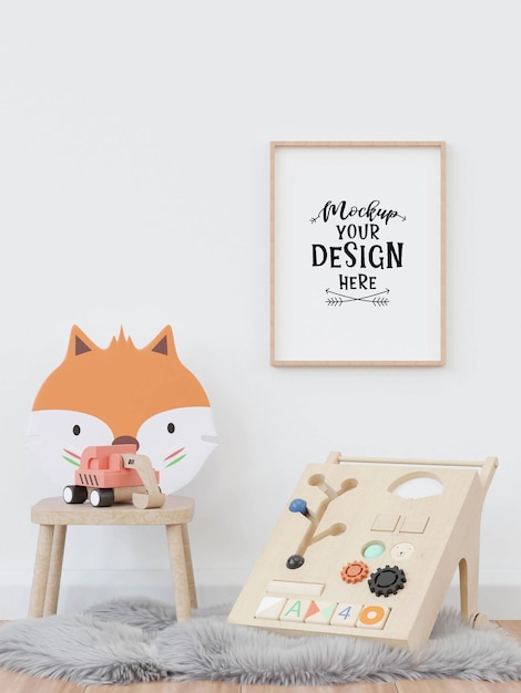 Posterlijst in kinderkamer Psd Mockup