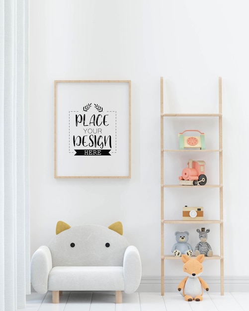 Posterlijst in kinderkamer psd mockup