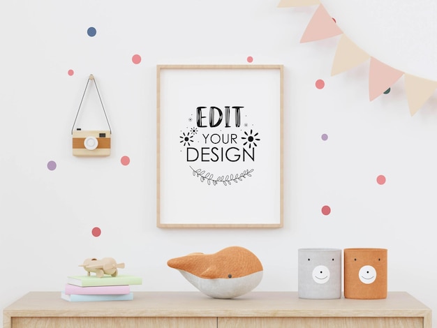 Posterlijst in kinderkamer Psd Mockup