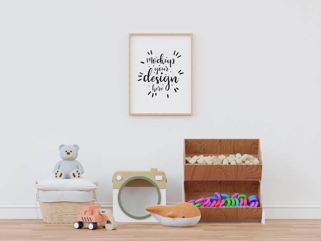 Posterlijst in kinderkamer Psd Mockup