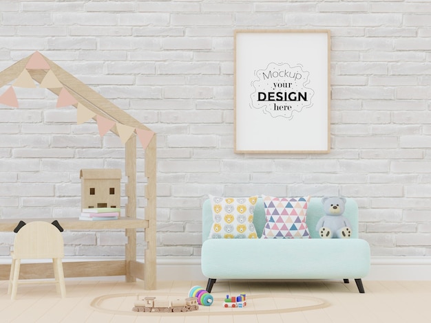 Posterlijst in kinderkamer Psd Mockup