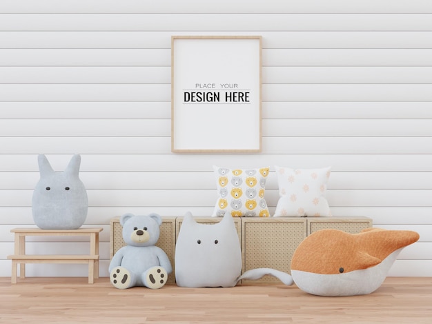 Posterlijst in kinderkamer Psd Mockup