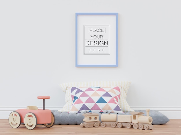 Posterlijst in kinderkamer Psd Mockup