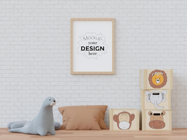 Posterlijst in kinderkamer psd mockup