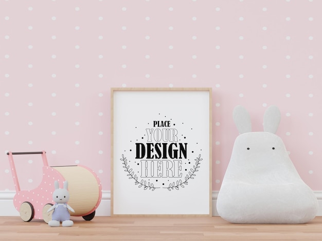 Posterlijst in kinderkamer Psd Mockup